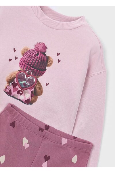 MAYORAL Girl's Crew Neck Sweatshirt and Trousers Set 4738 Purple