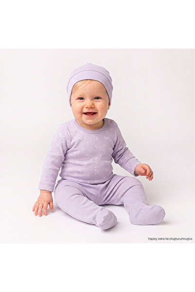 ebebek Hello Baby HelloBaby Kız Bebek Body-Alt-Şapka Çiçek Baskılı Çıtçıtlı B...