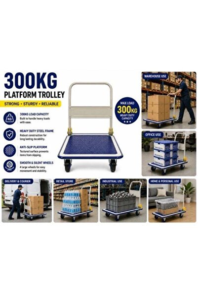 Generic Heavy Duty Foldable Platform Trolley Cart - 150-300kg Load Capacity (300kg)