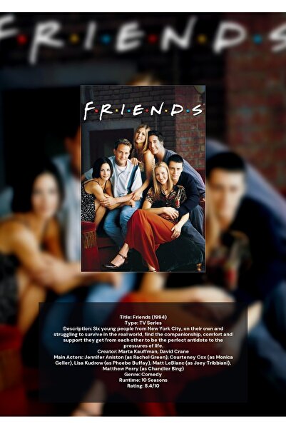 OEM Αφίσα Ινφογραφικής Απεικόνισης Friends, Καλτ Τηλεοπτική Σειρά, Χαρτόνι 25...