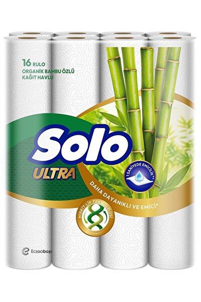 Solo Ultra Kağıt Havlu 16 Lı Paket Rulo Organik Bambu ve Pamuk Özlü (Dev Ekon...