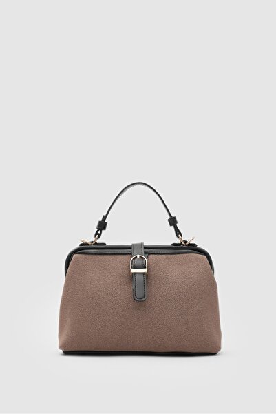 Shule Bags Botte Süet Vintage El ve Çapraz Çanta Vizon
