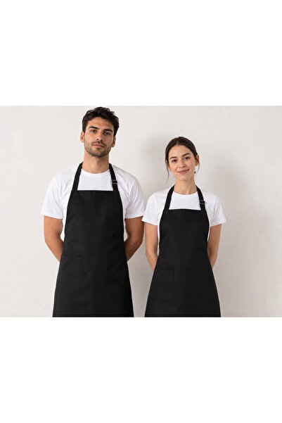 2'li Alpaka Kumaş Ayar Tokalı Siyah Önlük
