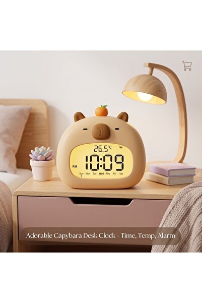 Genel Markalar Margo Toys Cappybara Termometreli Çocuk Gece Lambası Masa Saati