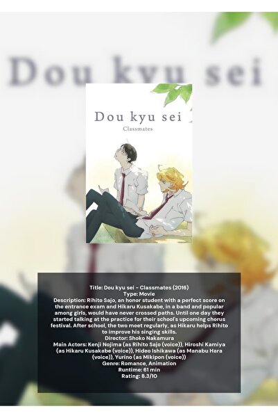 OEM Poster Infografic Colegi de Clasa, Anime BL Romantic, Carton Premium 250g...