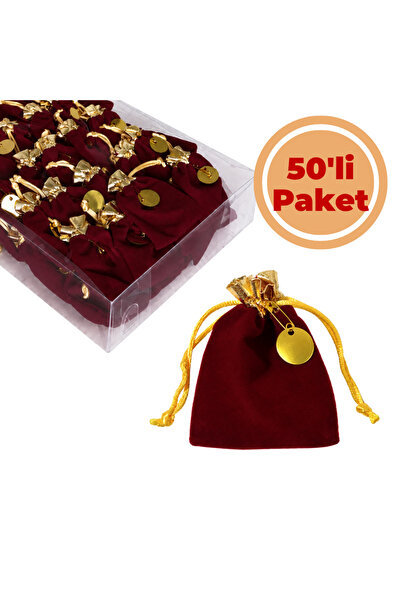 Renk İthalat Kesede Kına Bordo 50'li Paket Hediyelik Dağıtmalık Hazır Paketle...