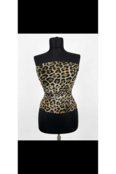 Straplez leopar desenli büstiyer