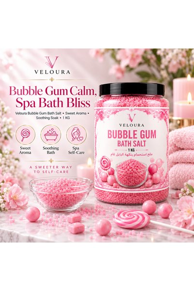 Veluora BUBBLE GUM SPA SALT 1KG – SWEET FRAGRANCED REFRESHING BATH & FOOT SOAK