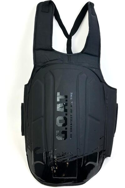 Goat Belly Pad, Martial Arts Body Protector, Black with Red Details, Syntheti...