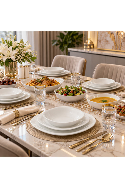 Dania Arkopal White Luxury 18 Piece Dinnerware Set for 6 Persons |   Modern a...