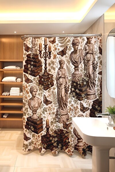 EVPANYA Greek Statues Patterned Bathroom Curtain, Shower Curtain, Bathtub Cur...