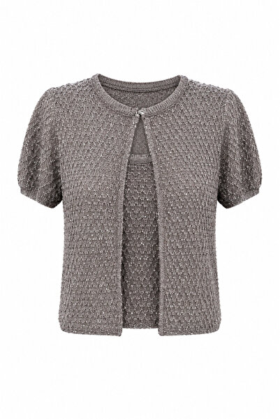 MareandCo Sequin Knitwear Blouse and Cardigan Set - Premium Texture