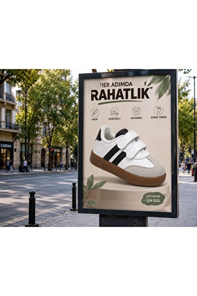 ZERDALİFE Unisex Children's Double Velcro Adjustable Sneaker Daily Sports Shoes