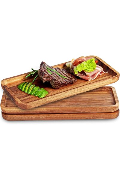 Azademoda A-Z Homie Multi-Use Acacia Wood Serving Trays - Set of 3 Stylish Di...