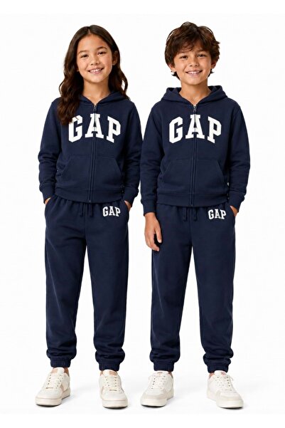 GAP V-Frch Ft Bas Heritage Logo Baskılı Çocuk Eşofman Altı LACİVERT