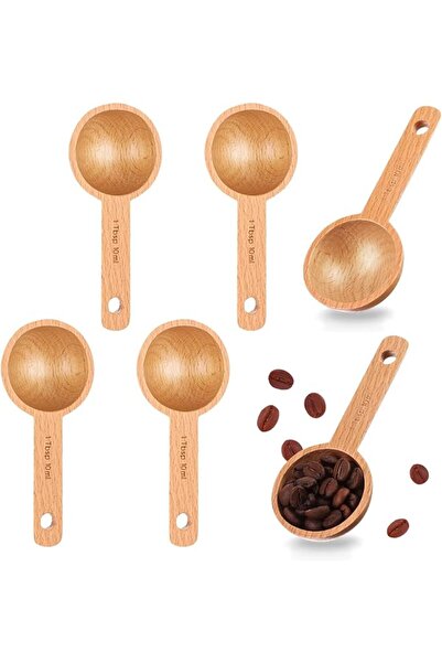 Tazweeq 6Pcs Wooden Coffee Scoop, Coffee Bean Scoop, Measuring Wooden Coffee ...