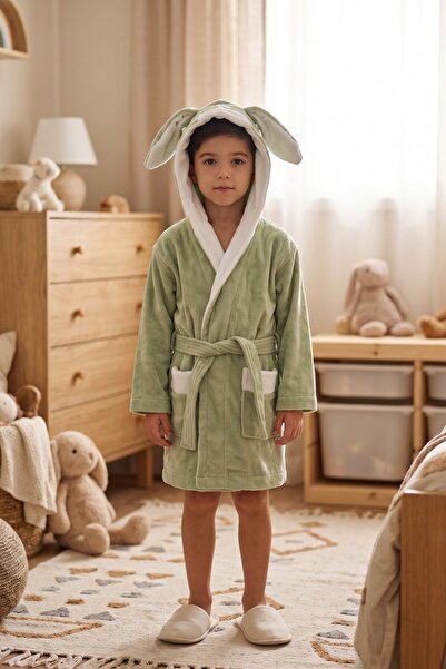 VAROL Hooded 100% Cotton Velvet Children's Bathrobe