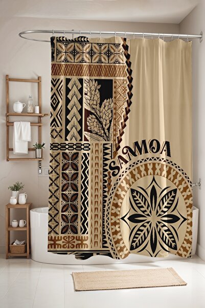 EVPANYA ستارة حمام بنمط ساموا تجريدي، ستارة دش، ستارة حوض استحمام 175x200 سم