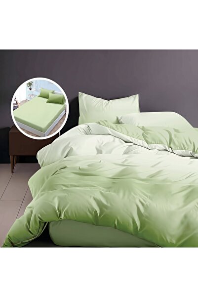 NufJoy Lenjerie pat dublu Bumbac Finet 6 piese, Cearceaf cu elastic pentru sa...