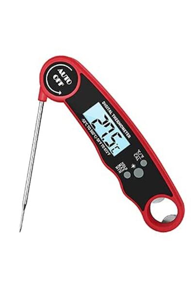 ECVV Digital Meat Thermometer for Food with LCD Magnet and Corkscrew, IPX6 Su...