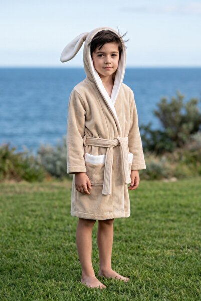 VAROL Hooded 100% Cotton Velvet Children's Bathrobe
