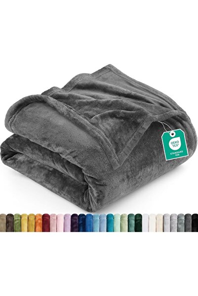 Utopia Bedding بطانية صوف مقاس كوين رمادية 300 جرام/متر مربع، بطانية سرير فاخ...