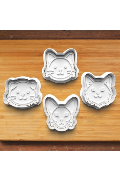 Hobist Cat Breeds Set of 4 Cookie and Sugar Dough Molds