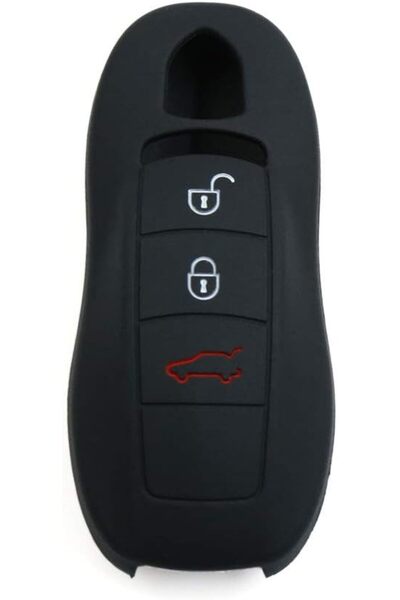 X AUTOHAUX غطاء حماية سيليكون أسود لمفتاح السيارة عن بعد بدون مفتاح لبورش ماكان