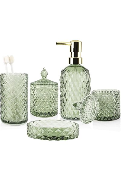 GENERAL Decostatue Bathroom Accessories Set- 5 Pcs Modern Elegance with Soap ...