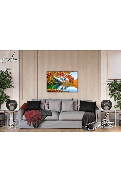 Aden TABLIE DIGITALĂ DECORATIVĂ PE PÂNZĂ CU PEISAJ NATURAL, FRUNZE COLORATE