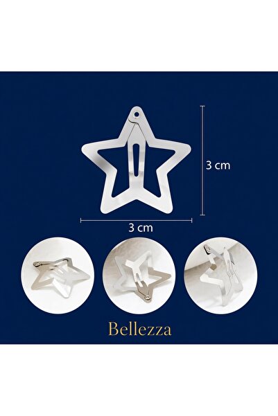Bellezza Concept مشبك معدني على شكل نجمة (3x3 سم) - قاعدة مشبك للحرف اليدوية ...