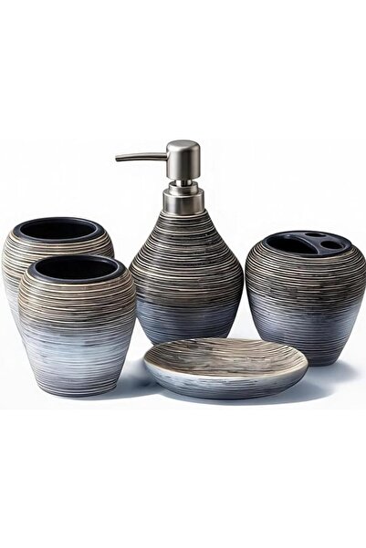 HASTHIP ® 5Pcs Ceramic Bathroom Accessories Set Two-Color Matching Design Bat...