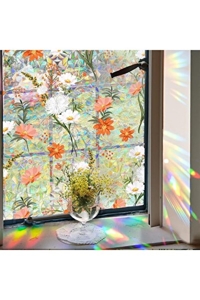 NALACAL Privacy Window Film, Stained Glass Rainbow Window Tint, Static Cling ...