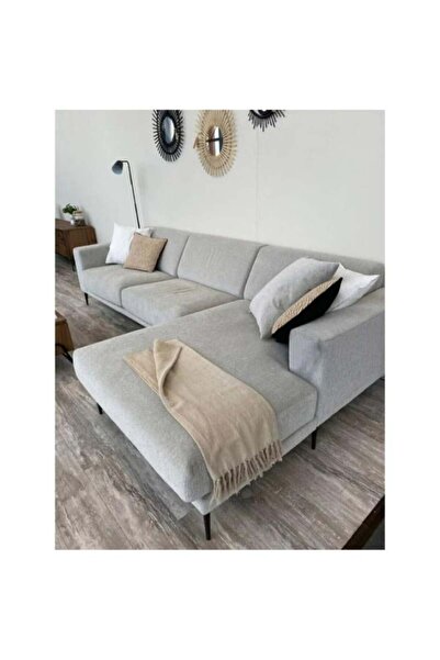 Palma homez روبال | كنبة زاوية حرف L مخمل وخشب سويدي - رمادي - أرينا - 250x20...