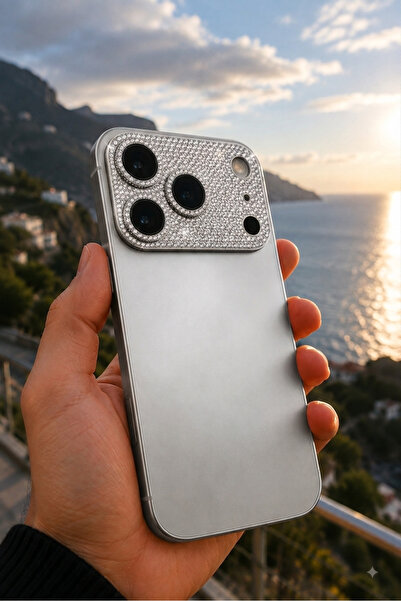 atech gsm İPhone 17 Pro Max Uyumlu Full Taşlı Lens Kamera Koruyucu