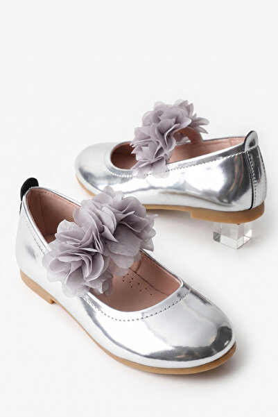 DİGGO KİDS Silver Tulle Floral Girls' Shoes