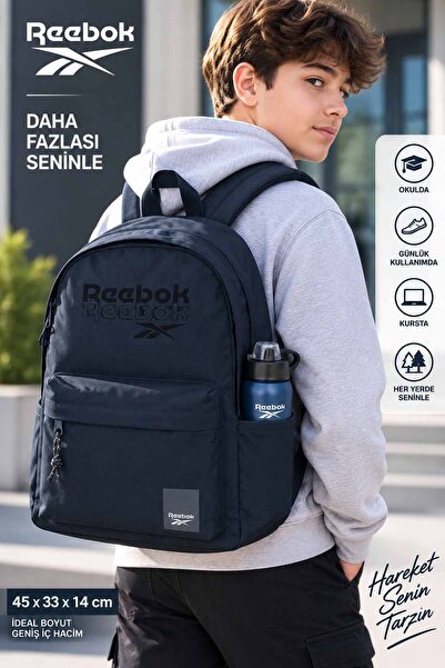 Reebok Navy Blue School Backpack Unisex Girls Boys Children Teenagers Daily B...