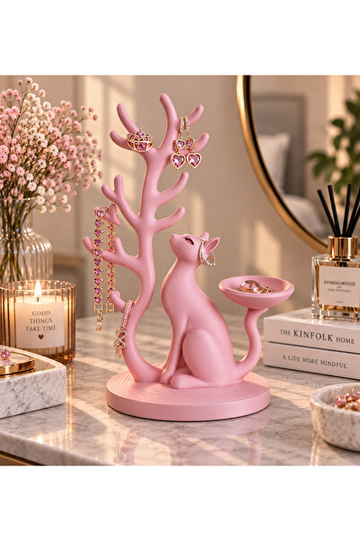 TrendClicker Kedi Figürlü Takı Standı ve Organizer – Kolye Küpe Yüzük Bilekli...