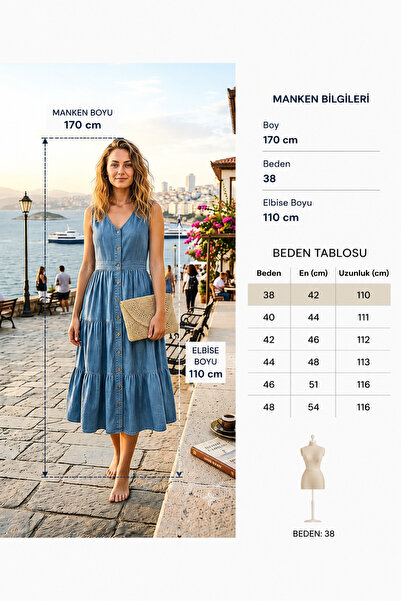 STYLENEST Kadın Kot Elbise Denim Yazlık Cepli Kolsuz Elbise