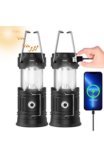 NeoHeaven Lanternă LED reîncărcabilă pentru camping, cu panou solar, baterie ...