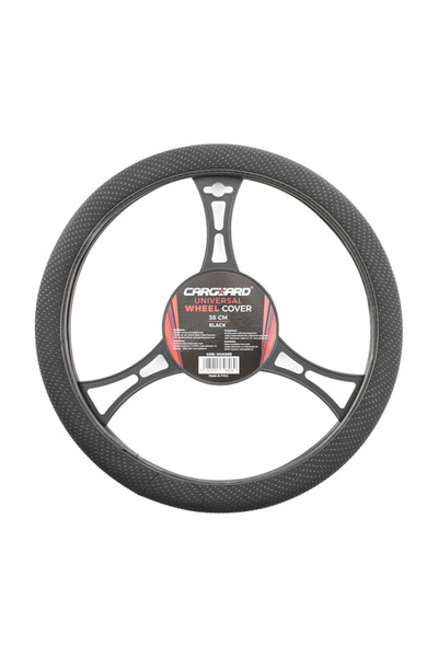 CarGuard Set Husa Volan Neagra cu Perle 38 cm + Covorase Textile Negru-Albastru 4 Piese