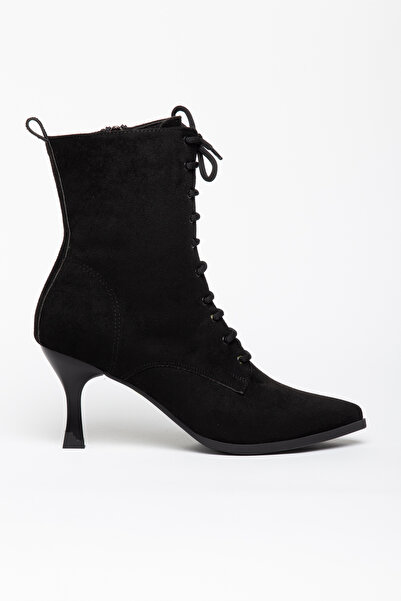 CHICELLA Tavira Black Suede Pointed Toe Women's Heeled Boots