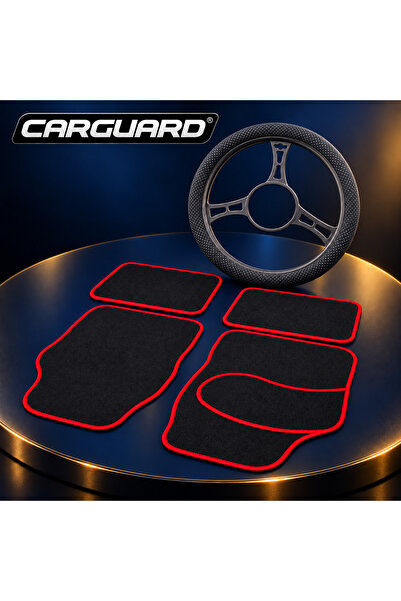 CarGuard Set Auto CARGUARD: Husa Volan Neagra cu Perle 38 cm + Covorase Texti...
