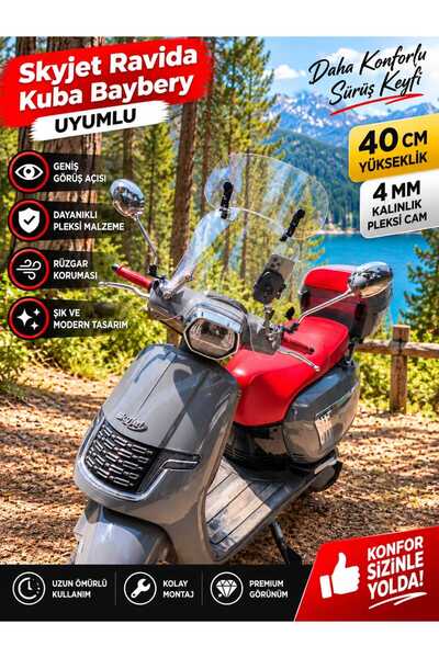 MASTERPOL Skyjet Ravida ve Kuba Baybery uyumlu uzun Ön Siperlik Rüzgar Cam 40 cm yükseklik 4mm kalınlık