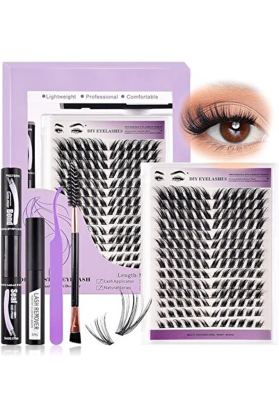 Tazweeq Cluster Eyelash Extensions Kit, 168 Pcs 12-16mm Natural Wispy Fox Eye...