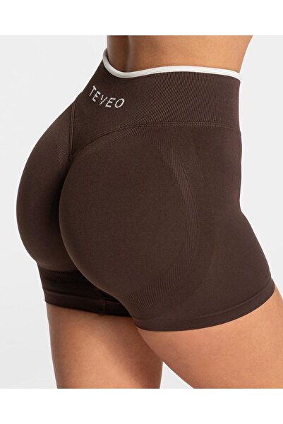 TEVEO Contrastline, Drawstring, High Waist, Shorts- Espresso