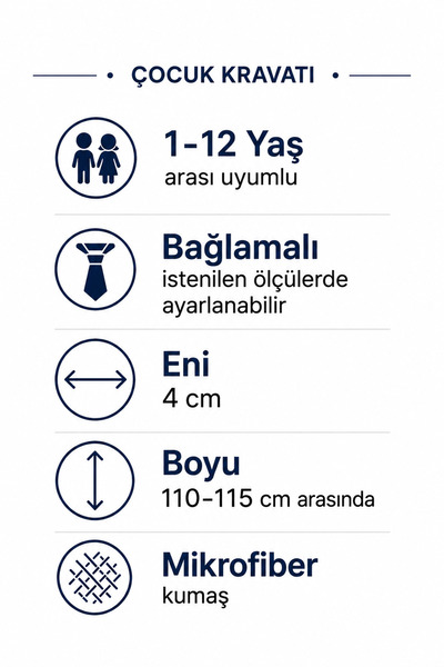 Algitsin O L A Çocuk Kravatı 1-12 Yaş Mikro kumaş