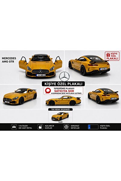 ToyzMarket Mercedes-Benz Amg GTR Metal Araba 12 cm Sarı
