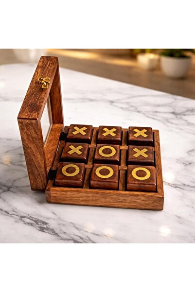 Generic Classic Wooden XO Game with Storage Box, Tic Tac Toe Game with Glass ...