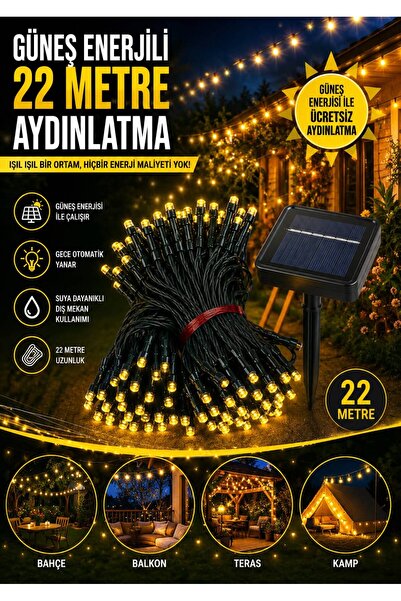gaman 200 Led Gün Işığı Rengi 22 METRE Güneş Enerjili Led Şerit Aydınlatma So...